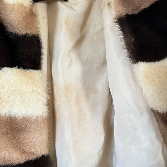 Vintage Mink Coat Saks Fifth Avenue Real Fur Stripe Blonde Retro 1960s Mod Small - Picture 6 of 15